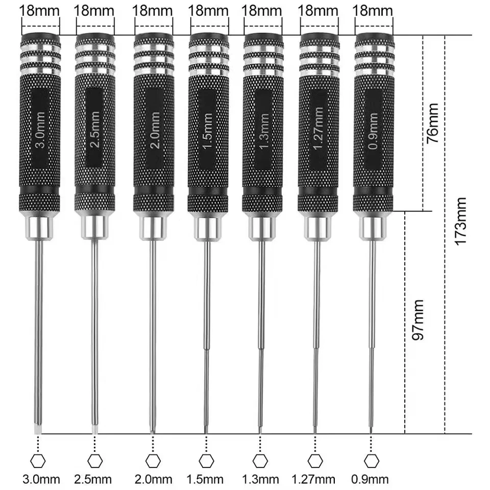 Hex Driver 7/4PCS Hex Allen Screwdriver Kit High Speed Steel RC Tools for Multi-Axis Helicopter RC Models Repair and Dismantle