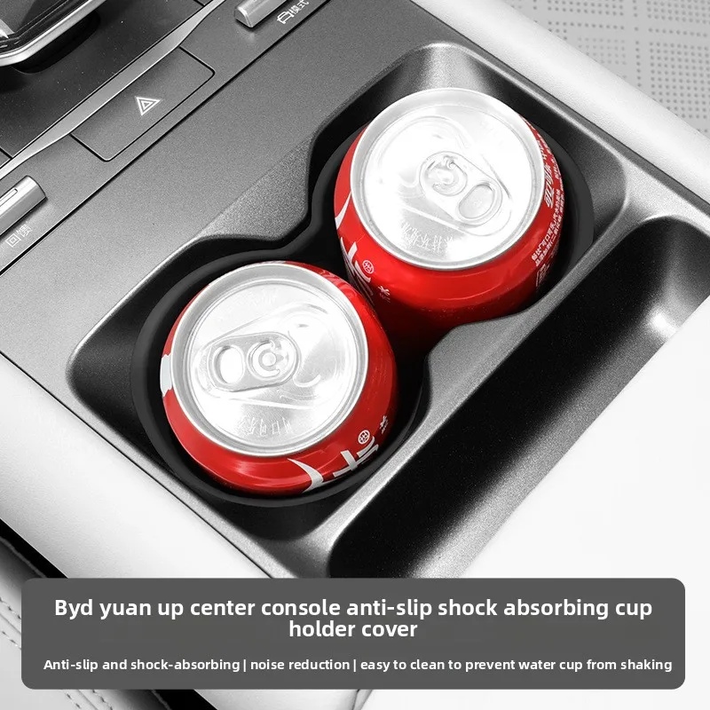 Silicone Cup Holder Mat for BYD Yuan Up 2024-2026 Center Console Non-Slip Coaster Insert Anti-Rattle Shockproof Car Interior