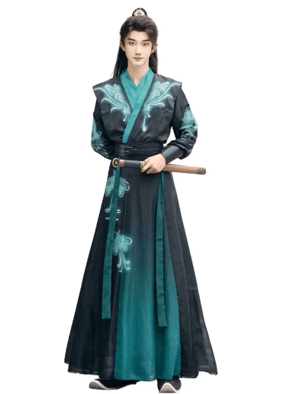 Nuevo Hanfu carnaval Halloween Cos Cosplay experto caballeroso manga sobre vestido fluye collares cruzados estampado disfraz Fiesta