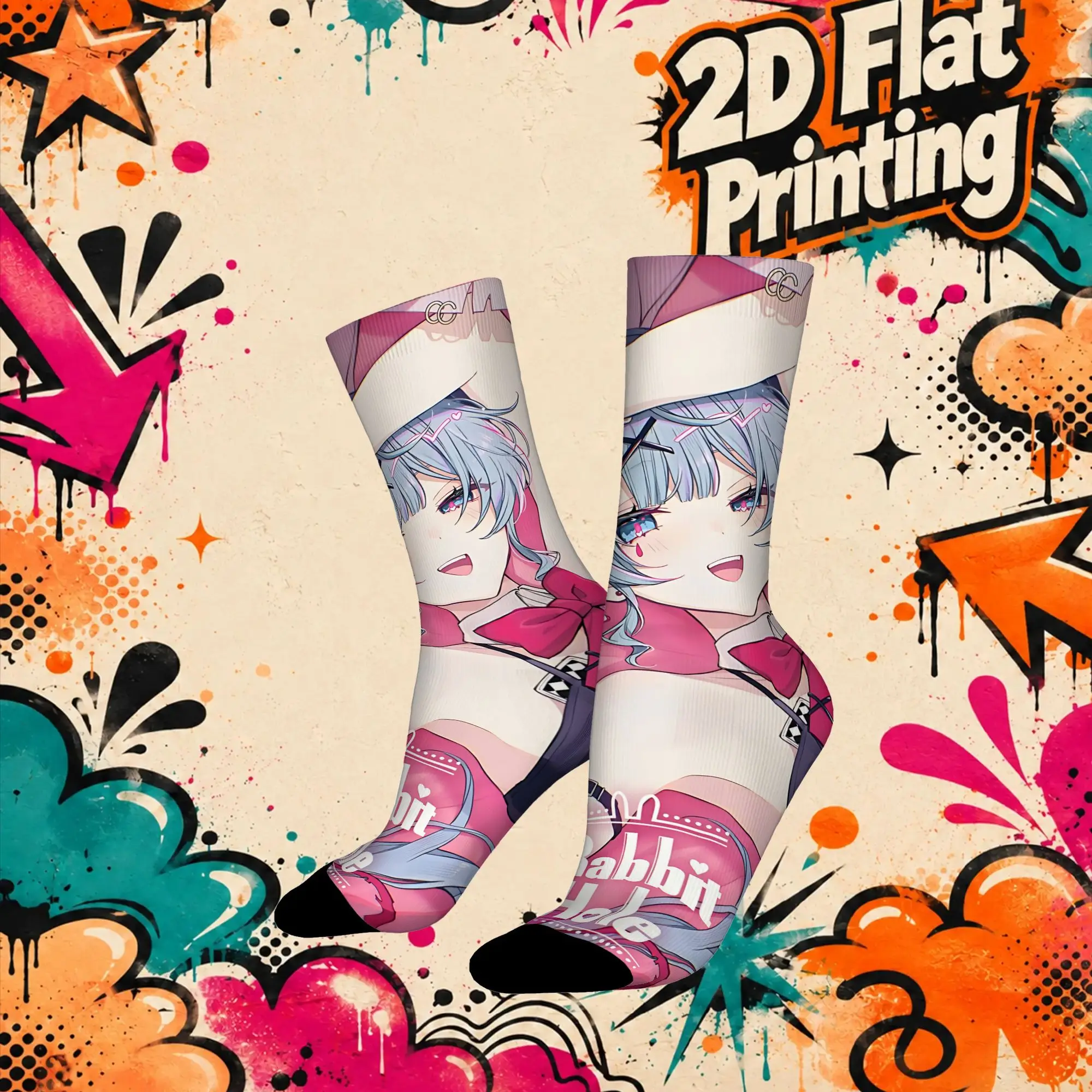 Hatsune Miku Retro  Hip Hop Novelty Seamless Crew Crazy Sock Sports Socks