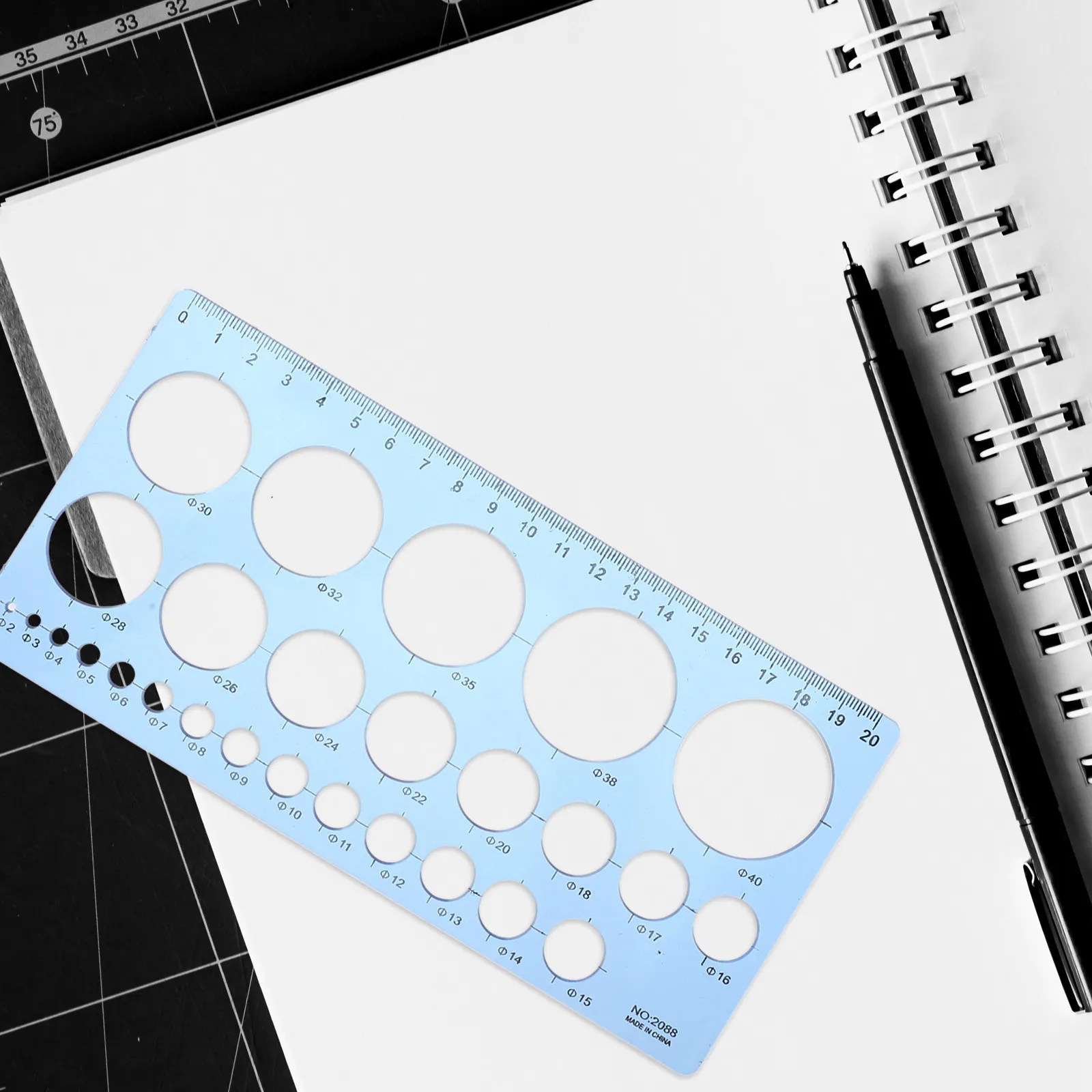 2Pcs Plastic Circle Template Ruler Geometric Drawing Stencil for School Office Art Craft Projects Measurement Accuracy
