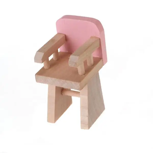 Wooden Dollhouse Furniture Set Bunk Bed High Chair Rocking Horse Cradle 1 12 Miniatures for Children Room Play view 6