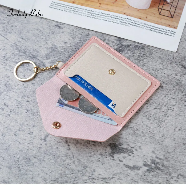 Short Wallet Women's Simple Buckle Mini Card Bag 2-in-1 Student Card Bus Subway Card Portable Small Bag Fresh Sweet Coin Purse