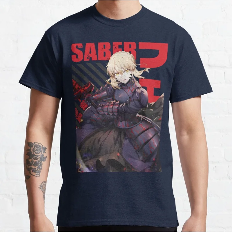 

Cute Anime Saber Alte kawaii video game Fate stay night Short-sleeve crewneck T-shirt for men large size Adult Tops S-6xl