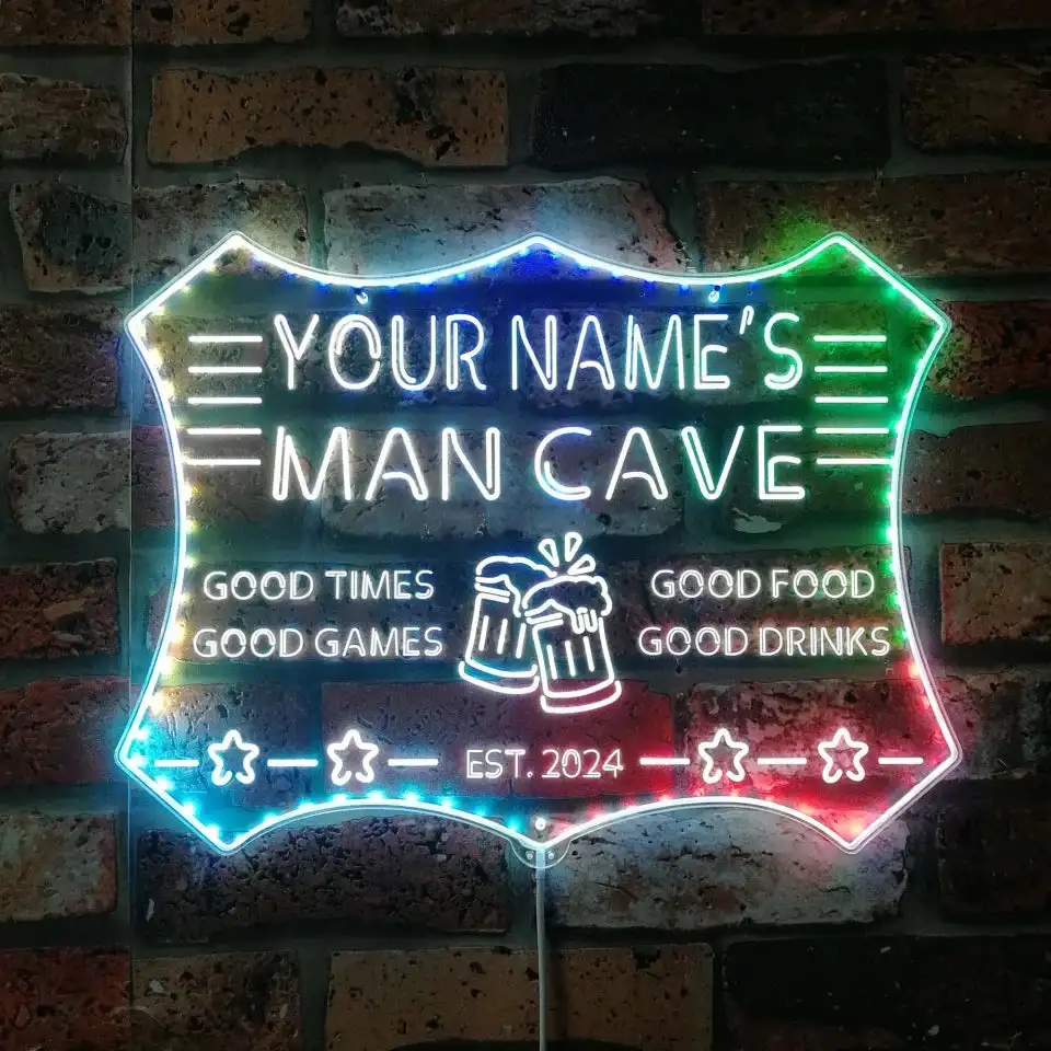 Personalized Your Name Name Man Cave Home Bar RGB Dynamic Glam LED Sign st06-fnd-x0012a-tm