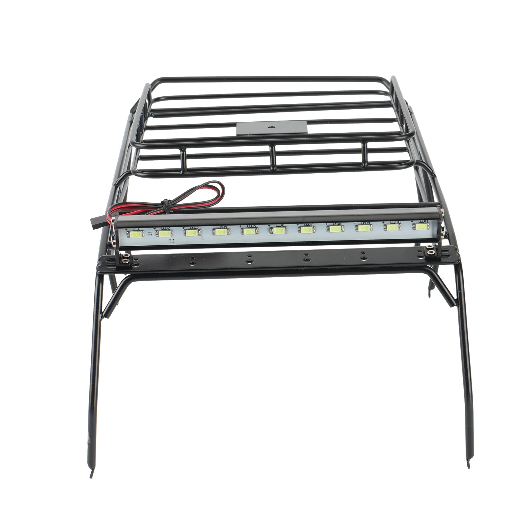 B78B-Metal Roof Rack Roll Cage Luggage Tray With LED Light Bar For 1/10 RC Crawler Car Axial SCX10 Jeep Wrangler Body Shell