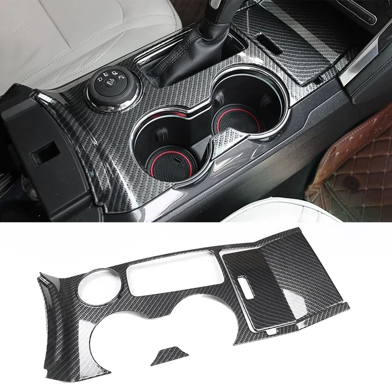 

New-Carbon Fiber Car Gear Shift Cup Holder Panel Cover Decoration For Ford Explorer 2013-2018