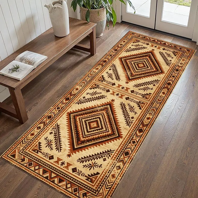 VIKAMA Bohemian Navajo Geometric Rug, Non-Slip, Washable Runner for Hallways, Bedroom, Kitchen, and Entryway, Home Decor