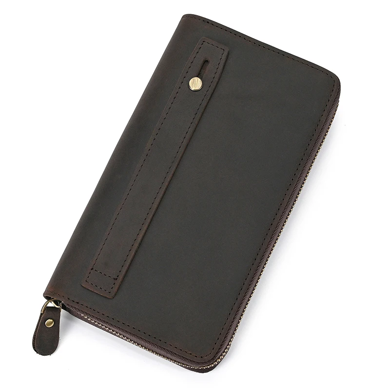 Genuine Leather Clutch Wallet For Men Cowskin big capacity Zipper Business Purse Card Holder Male Big Hand Wallets Pone Pouch - view 2