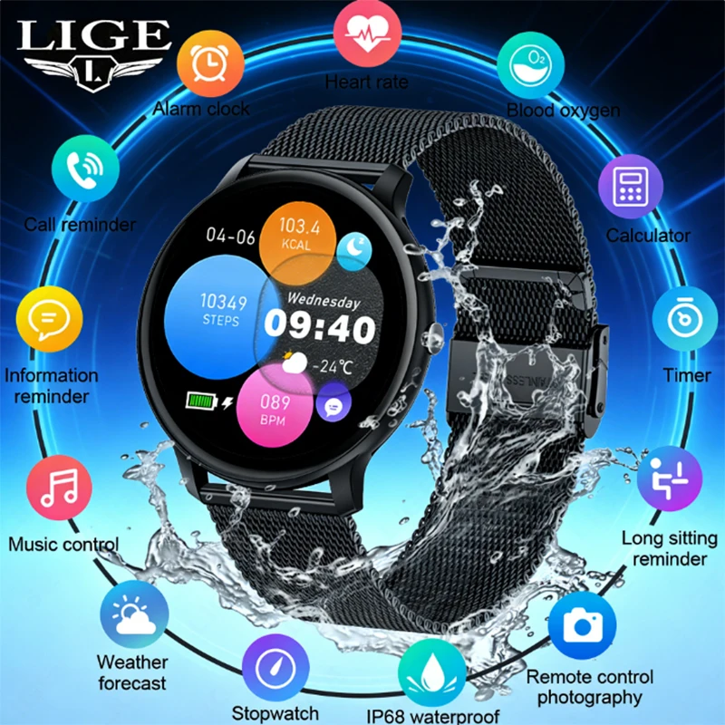 

LIGE 2026 Sports Fitness Tracker Smart Watch Men Custom Dial Bluetooth Call Watches Heart Rate Monitoring Smartwatch Women