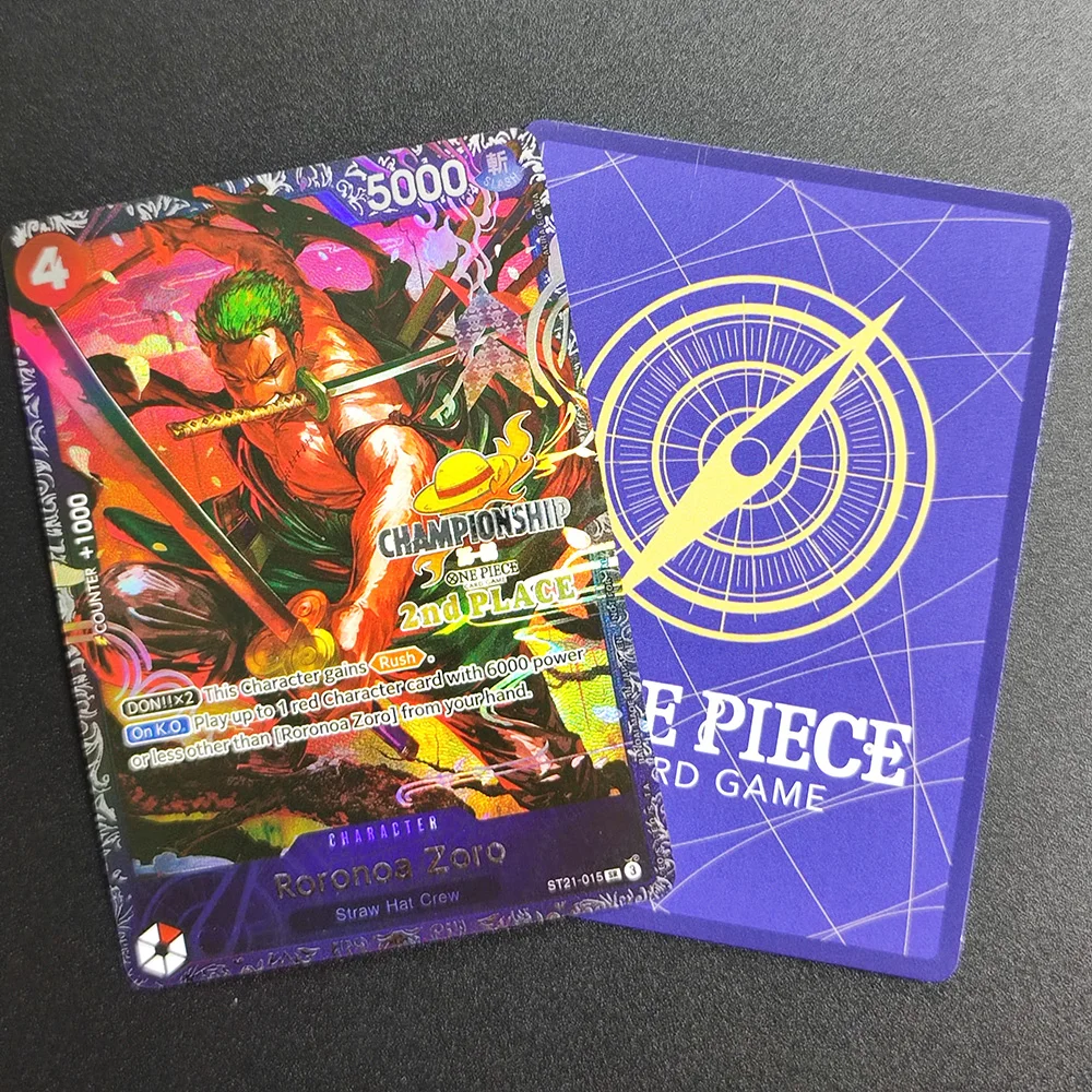 Self Made Proxy  One Piece Japanese ST21-015 Roronoa Zoro Championship 25ｰ26 Trophy Card 1st 2nd 3rd Collection Card Toy view 5