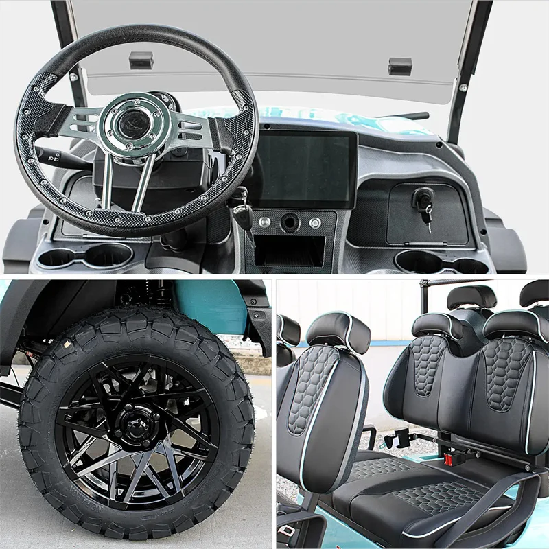 Brand New Factory Export Golf Cart 60V Multi Function Control Panel With Golf Holder Sightseeing Solar 6 Seat Electric Golf Cart