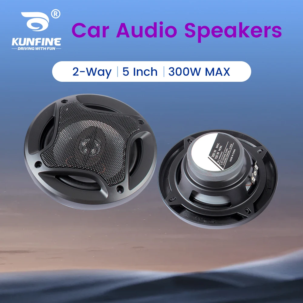 2PCS 5 Inch 2 Way 300W Car HiFi Coaxial Speaker Vehicle Door Auto Audio Music Stereo Full Range Frequency Car Speaker