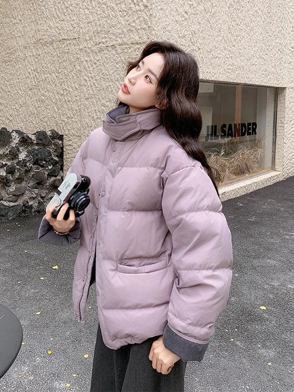 퍼플 웜 90 화이트 듀 다운 자켓 여성용 겨울 패션 한국 스타일 안티에이징 테니드 아우터웨어 캐주얼 루즈핏