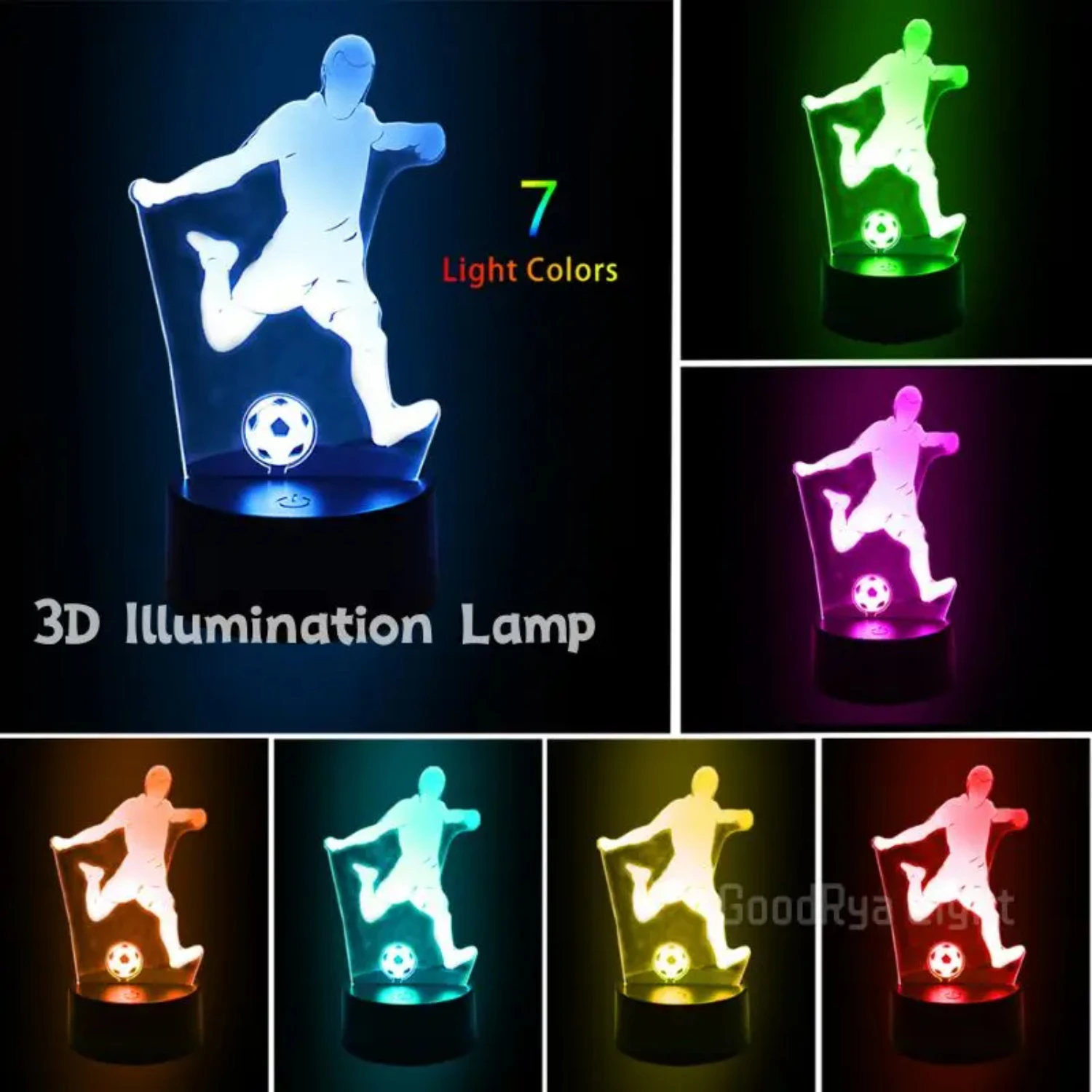 Acrylic LED Football Night Lamp - Ideal Bedroom Decor - Great Lighting Ornament - Perfect Gift