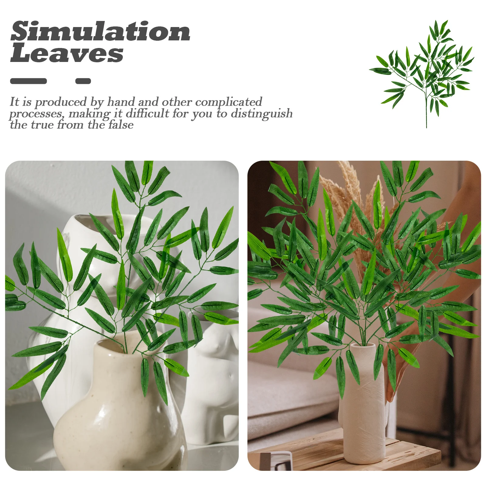 

5Pcs Imitation Bamboo Leaves Lifelike Fake Leaves Decorations for Home Heating Office Party Simulated Branches Adornments