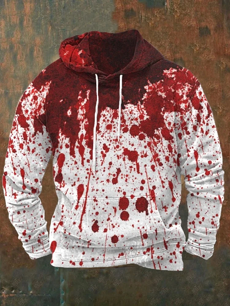 Men's Halloween Bloody Graphic Hoodies Casual Long Sleeve Plus Size Pullover Hoodies For Men Women Sport Sweatshirt Clothes