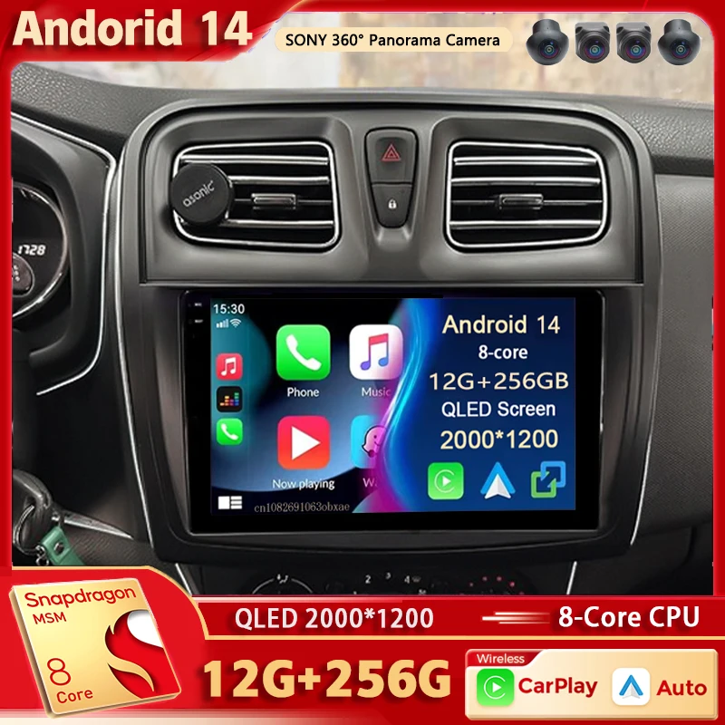 

Android 14 For Renault Logan 2 2012-2022 Sandero 2 2013-2022 2K QLED Stereo Car Radio Multimedia Video Player GPS CarPlay 4G Dsp