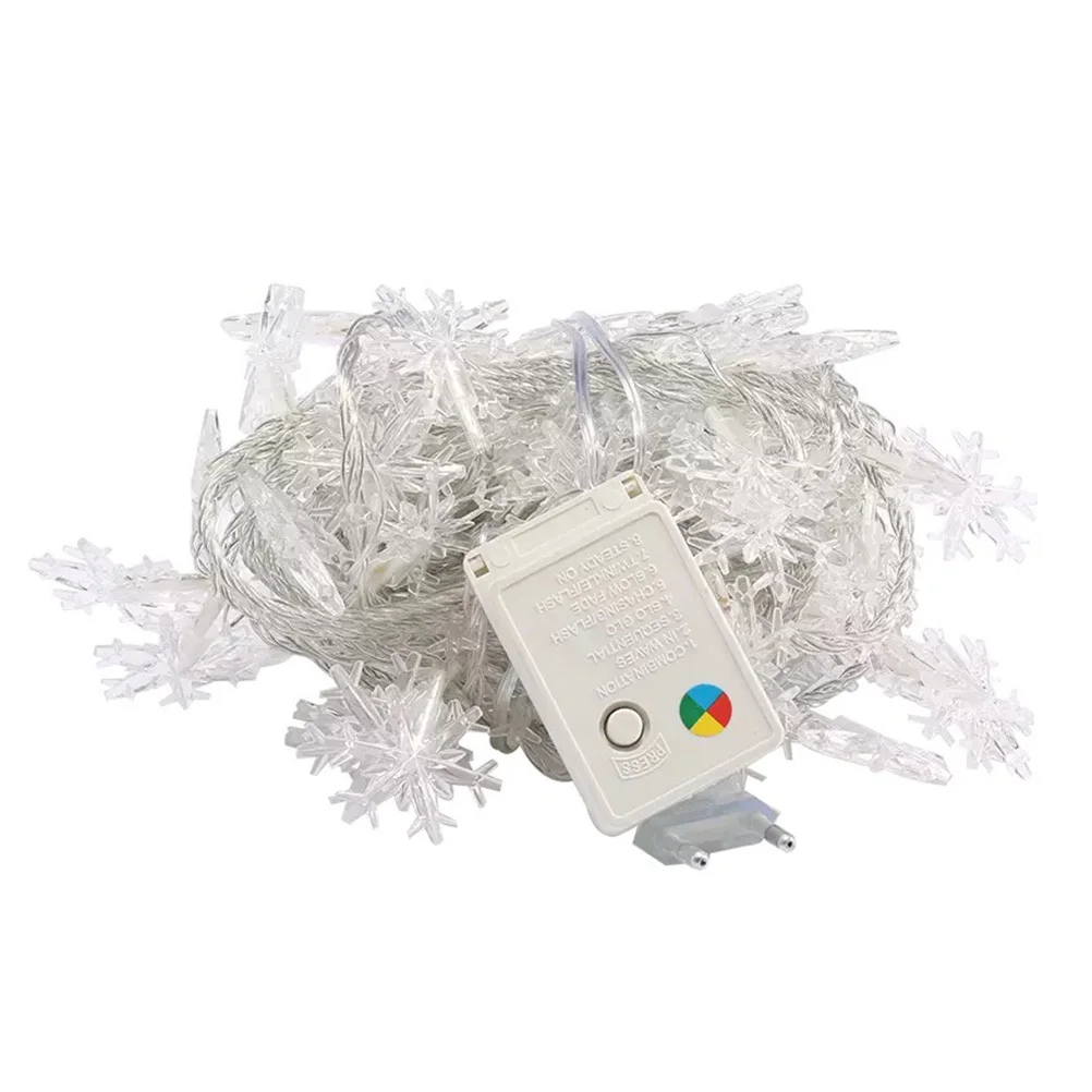 1 قطعة LED سلسلة مصابيح ندفة الثلج ضوء سلسلة دافئة توهج عيون آمنة صديقة للبيئة للحفلات المطاعم المنازل زينة عيد الميلاد #2