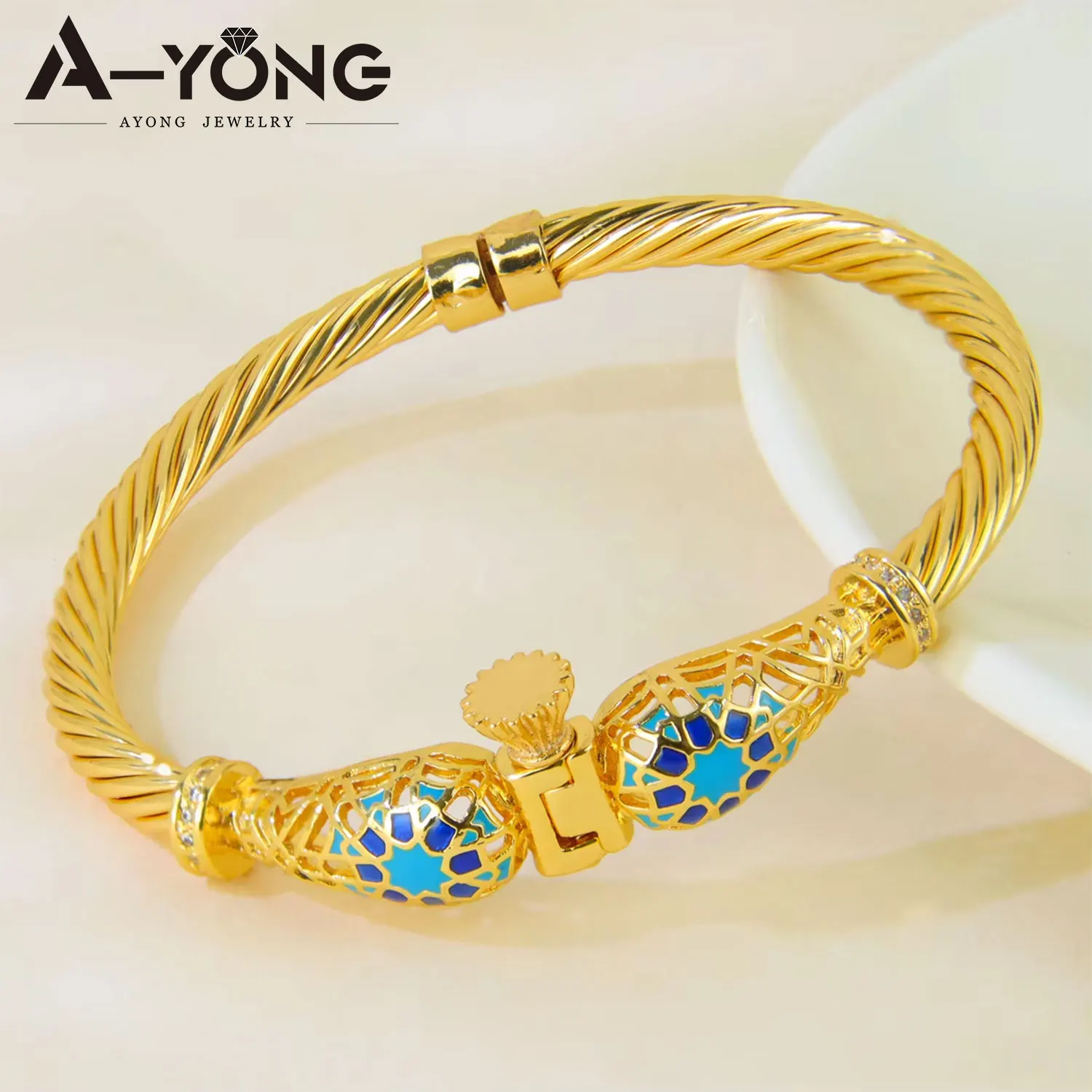 Ethiopian Bridal Wedding Jewelry 21k Gold Plated Habesha Fashion Enamel Opening Bangles Moroccan Vintage Jewellery