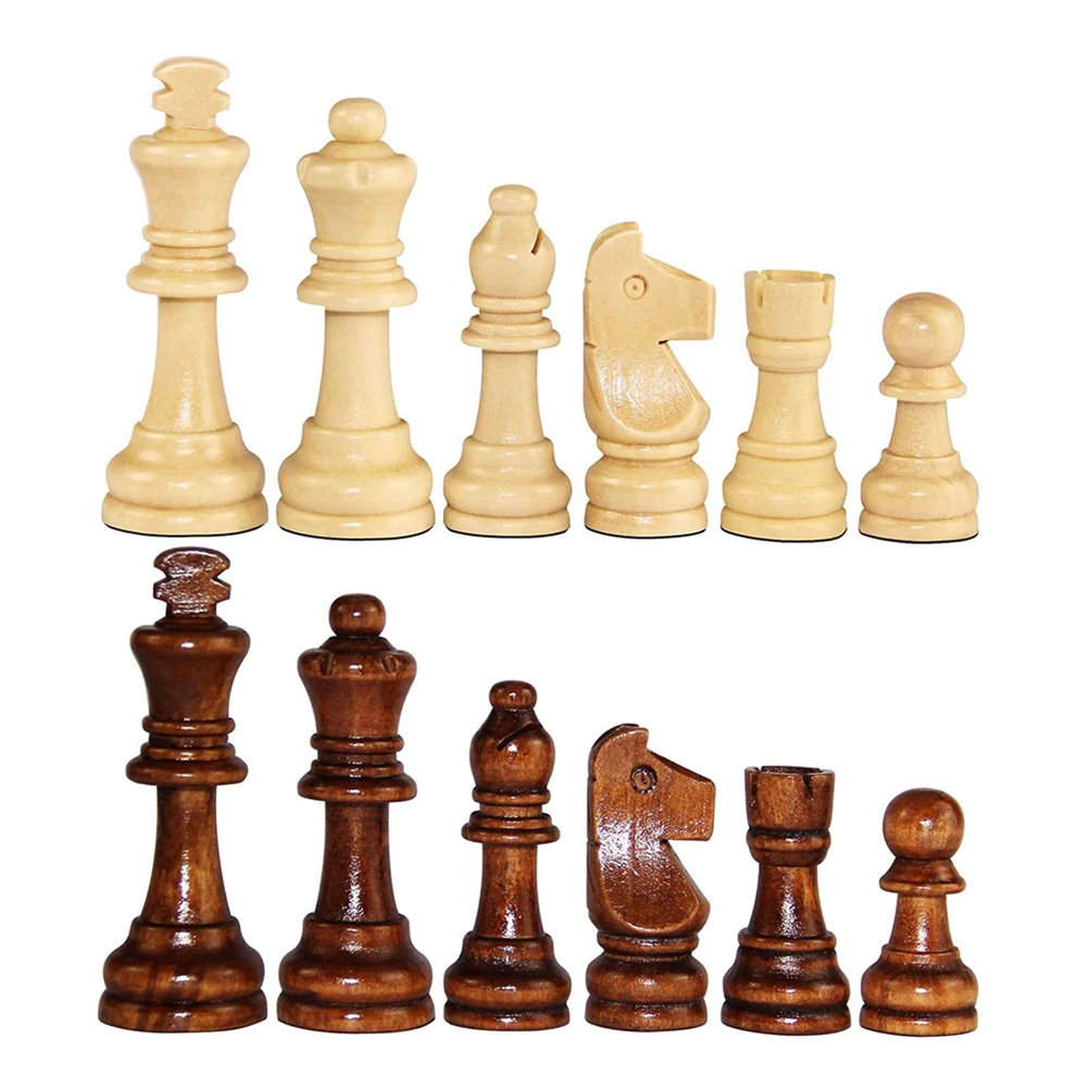 Wooden Chessmen Standard Tournamen Staunton 32PCS Checkers Chess Game Pawns Chess Pieces Only for Chess Board Game