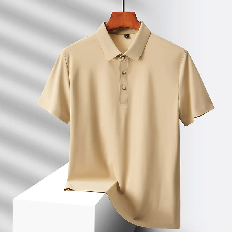 Summer Ice Silk Stretch Breathable Lapel Polo Shirt Men's Outdoor Casual Top