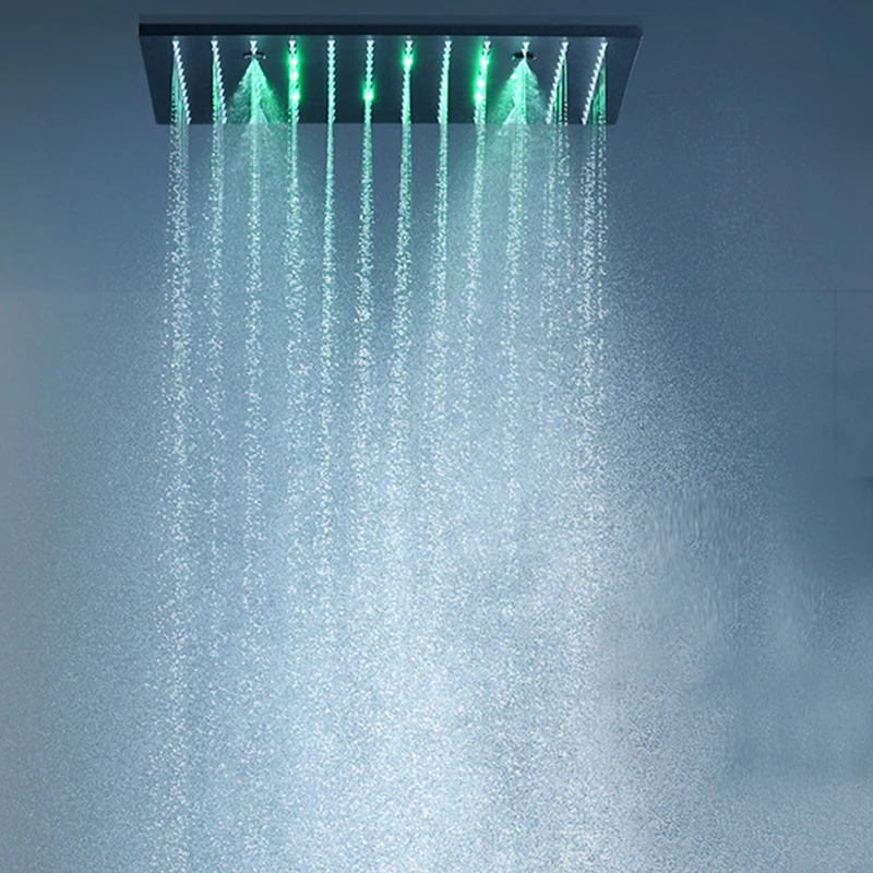 Hm-Juego de ducha LED de techo para baño, 16 pulgadas/20 pulgadas, SPA, niebla, cabezal de ducha de lluvia, Panel, sistema de grifos mezcladores termostáticos para baño