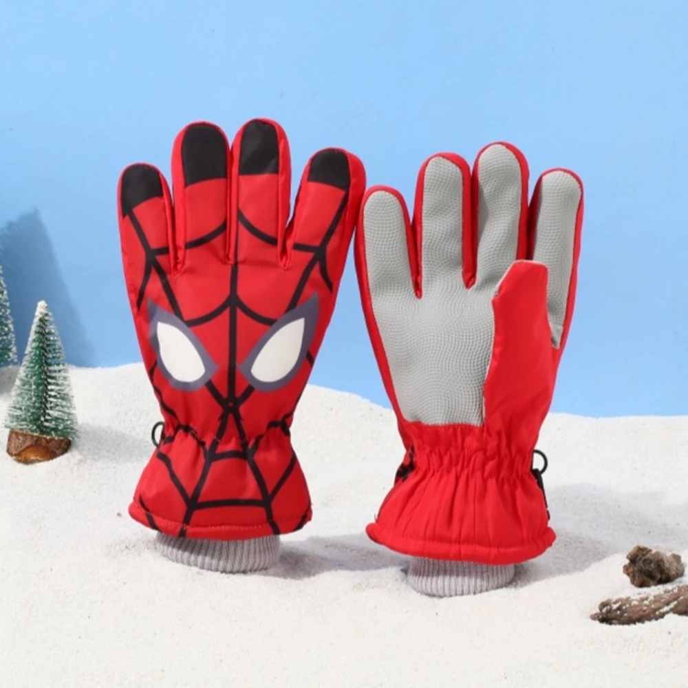 

Spider Man Children Ski Gloves Windproof Fleece Gloves for Outdoor Cycling Cool Cartoon Themed Warm Gloves Kids Gifts MINISO