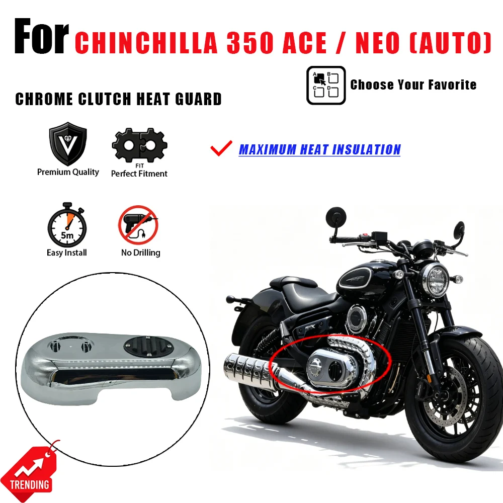 For Benda Chinchilla 350 ACE NEO Auto Version Thick Chrome Clutch Shell Cover Anti-scald Guard Accesorios Moto Cubierta Tapa