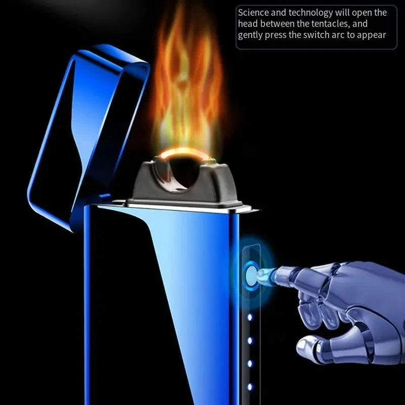 Fierce Fire Electronic Lighter, USB Charging Light Cigarette Metal Plasma Windproof Lighter, Touch Creative Man Gift