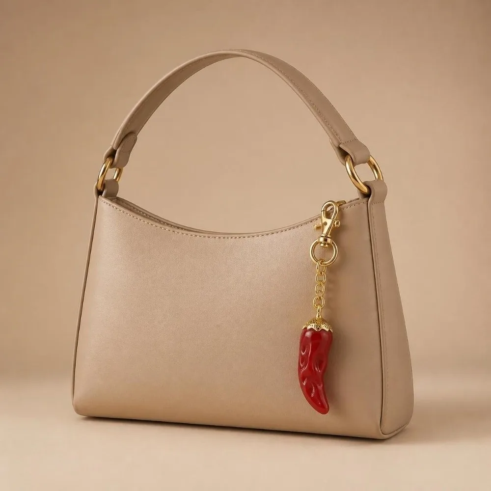 Cute Glitter Chili Pepper Keychain Handmade 3D Lucky Keyring Retro Luxury Bag Pendant Bag Decoration
