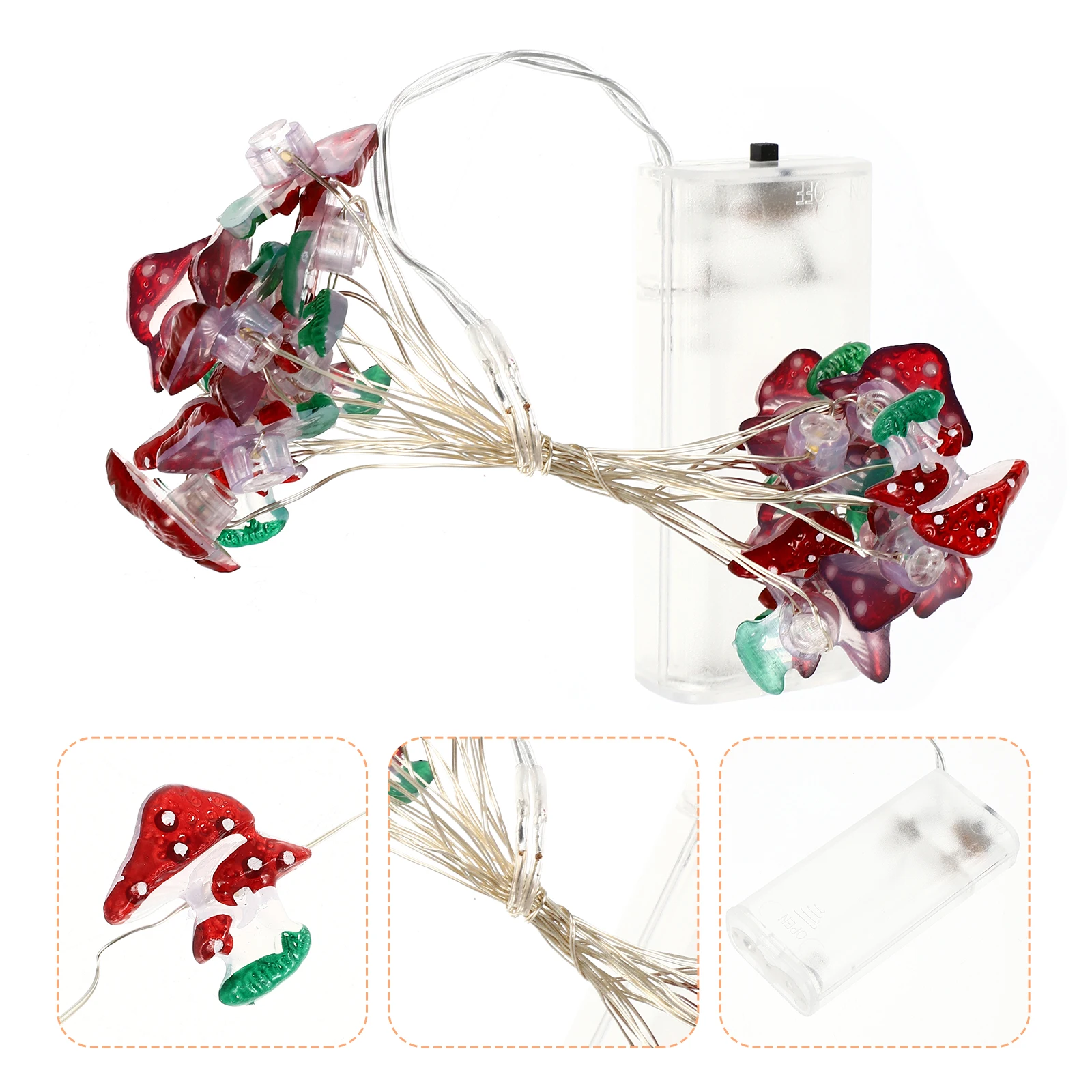 

Mushroom String Light Mini Plastic Decorative Light Pendant Fairy String Lights for Fence Porch Bedroom Atmosphere