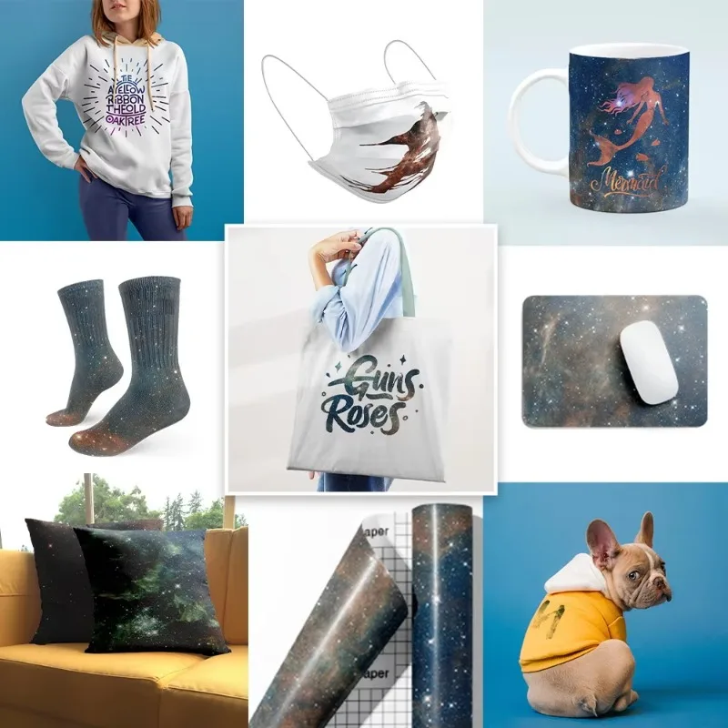 WOWOCUT 1 PCS Infusible Transfer Ink Sheet 12"X12" Starry Sky Sublimation Ink Sheet Heat Press Transfer Paper for T-shirt Bags