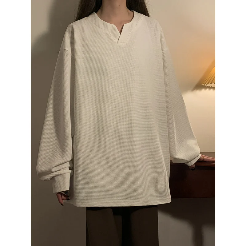 

Trendy Plus Size Waffle Knit Oversized Sweatshirt for Women, Cozy Casual Loose Pullover Fall Winter Top