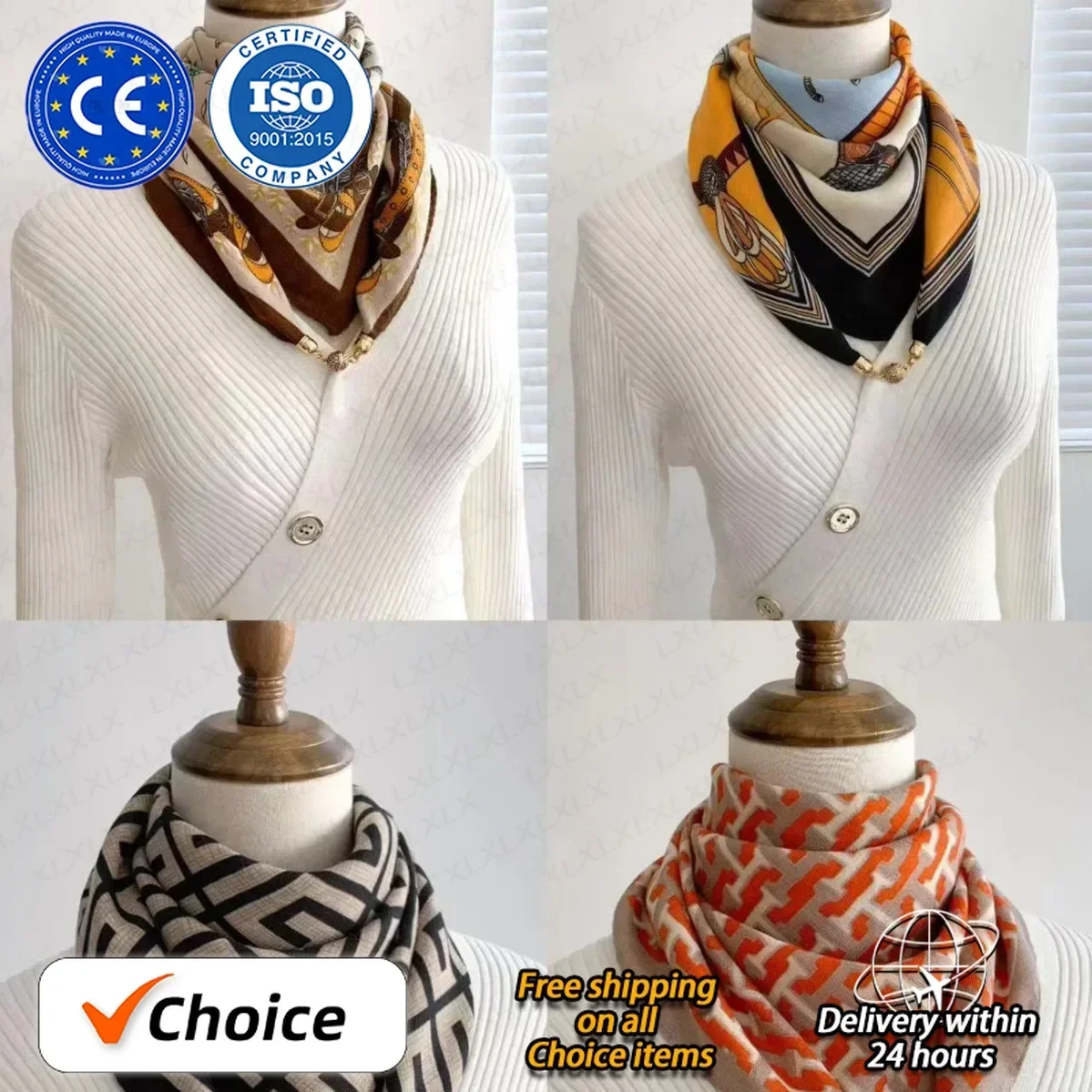 Hot Magnetic Triangle Neck Protection Scarf for Women in Autumn and Winter 2024 New Cotton and Linen Scarf  High-end Neck Scarf