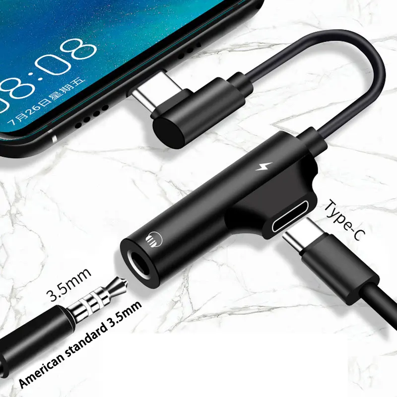 

2in1 USB Type C To 3.5mm Jack Earphone Adapter Aux Cable Coverter for Samsung Huawei Phone Headphone USB Type C 3.5Jack Adapters