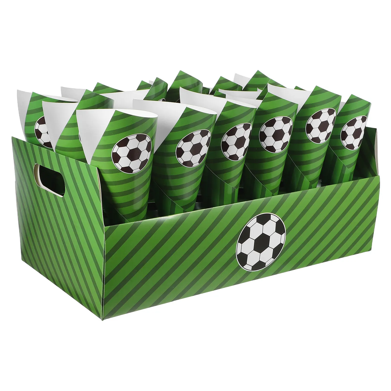 30Pcs Sports Theme Paper Snack Cones Party Popcorn Holder Food Cone Treat Stand Birthday Movie Night Fried Chicken Container