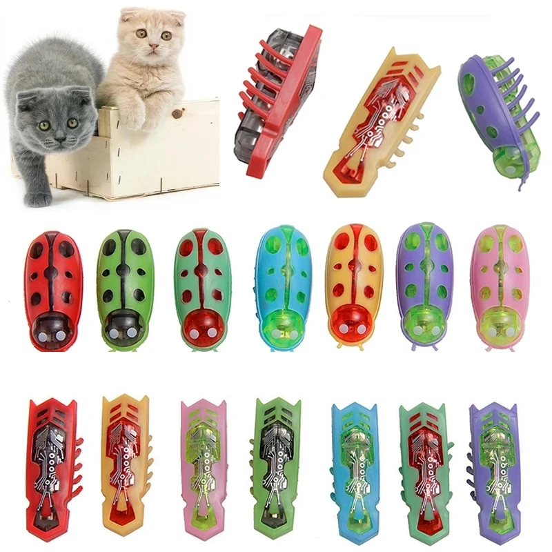 Pet Interactive Electric Bug Cat Escape Obstacle Automatic Flip Toy Battery Operated Vibration Pet Beetle Playing Toy