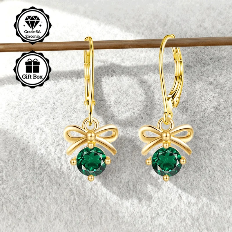 

LAMVOICE jewelry for women/ earrings with 1 carat zirconia christmas gift for high quality jewelry Hypoallergenic hook earring