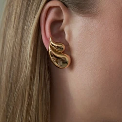 Peri'sbox Gold Plated Double Layered Water Drop Stud Earrings Women Stainless Steel Anti-Tarnish Fashion Jewelry 2024 New Design