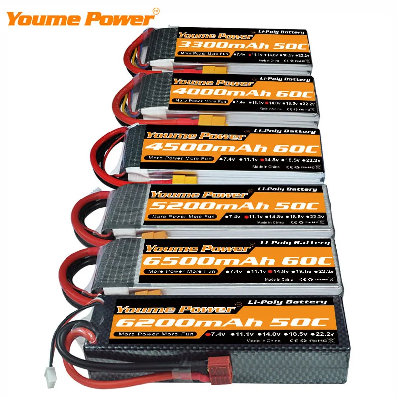 youme リポバッテリー　4S　6500Mah　２個　8800円 Youme 2S 3S 4S 6S リポバッテリー 11.1V 14.8V 22.2v 3300mah 4500mah