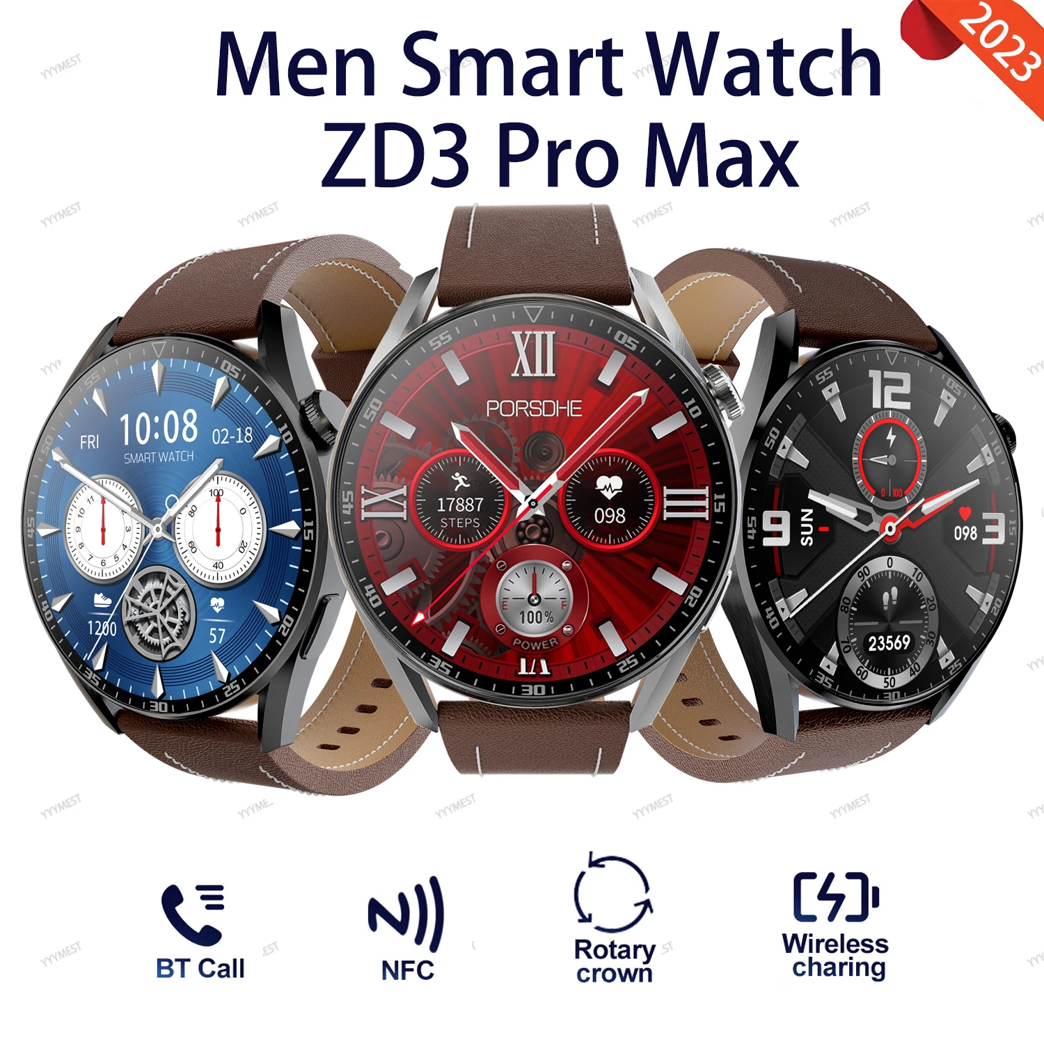 Men Smart Watch AI Voice Assistan Weather NFC Split Screen Display Circular Sports SmartWatch IWO For Android IOS PH HK8 Pro Max