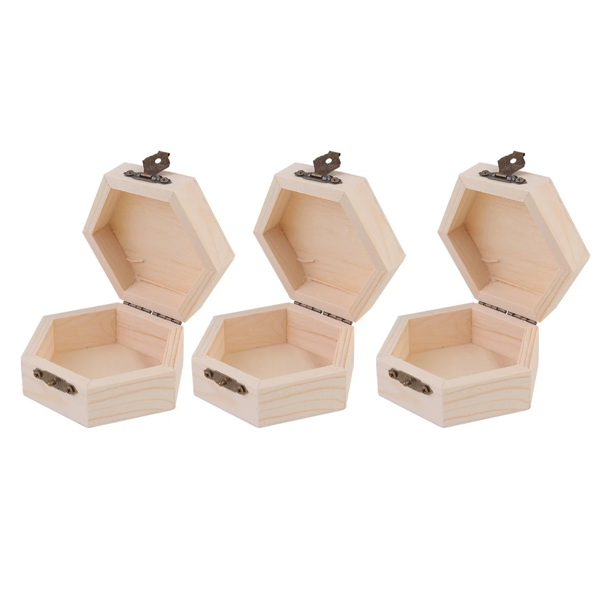 

6Pcs Wooden Storage Box Hexagon Organizer Jewelry Cosmetics Container Handicrafts Mold Small Travel Box Storage Container