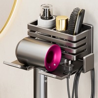 Hair dryer storage rack space aluminum non perforated hair dryer rack multifunctional storage rack