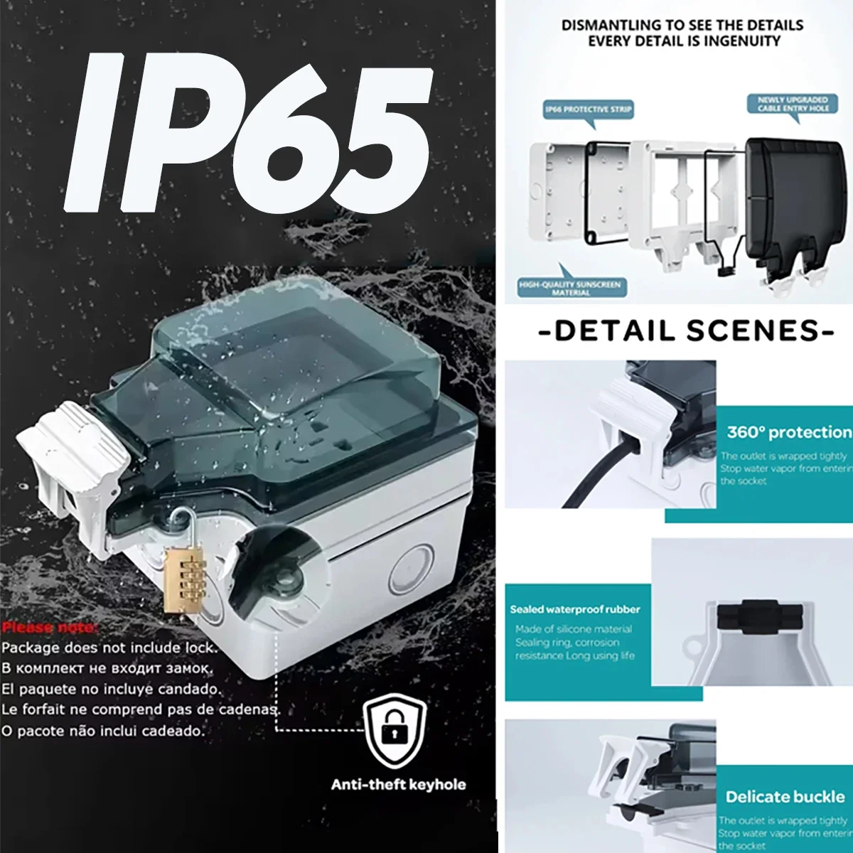 

FUNAYA Tuya WIFI Smart Outdoor Socket UK SG 1 2 Outlets IP66 Waterproof AC250V 16A Wall Plug Sockets Timer for Garden Garage