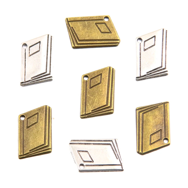 20PCS 13*20mm 2 Color Wholesale Metal Alloy Book Charms School Supplies Pendant For Jewelry Making DIY Handmade Craft