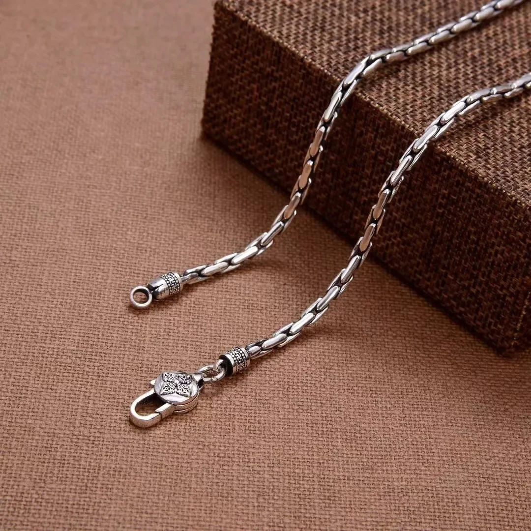 

Vintage Gothic Punk Male Female S925 Sterling Silver 3mm Thick Chains Necklaces for Men Women Hip Hop Party Jewelry Accessories