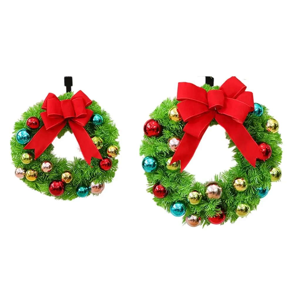 

Зеленый рождественский венок, искусственные сосновые ветки с разноцветными шариками и красным бантом для внутреннего и наружного декора 30 см 40 см