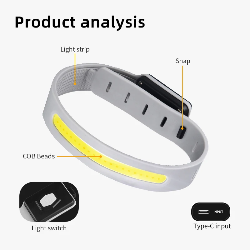 ليلة تشغيل شارة LED الخفيفة ، الرياضة في الهواء الطلق ، USB قابلة للشحن ، وامض ، حزام آمن ، الذراع ، الساق ، تحذير معصمه ، الدراجات