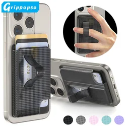 Grippopso Universal Magnetic Wallet Case Men Women Phone Card Holder Wallet With Finger Ring Holder Anti-scratch Card Case